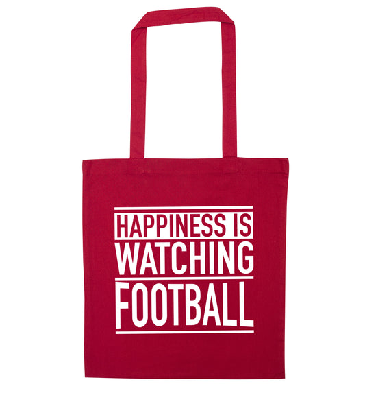 Happiness is watching football red tote bag