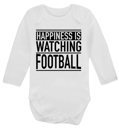 Happiness is watching football Baby Vest long sleeved white 6-12 months