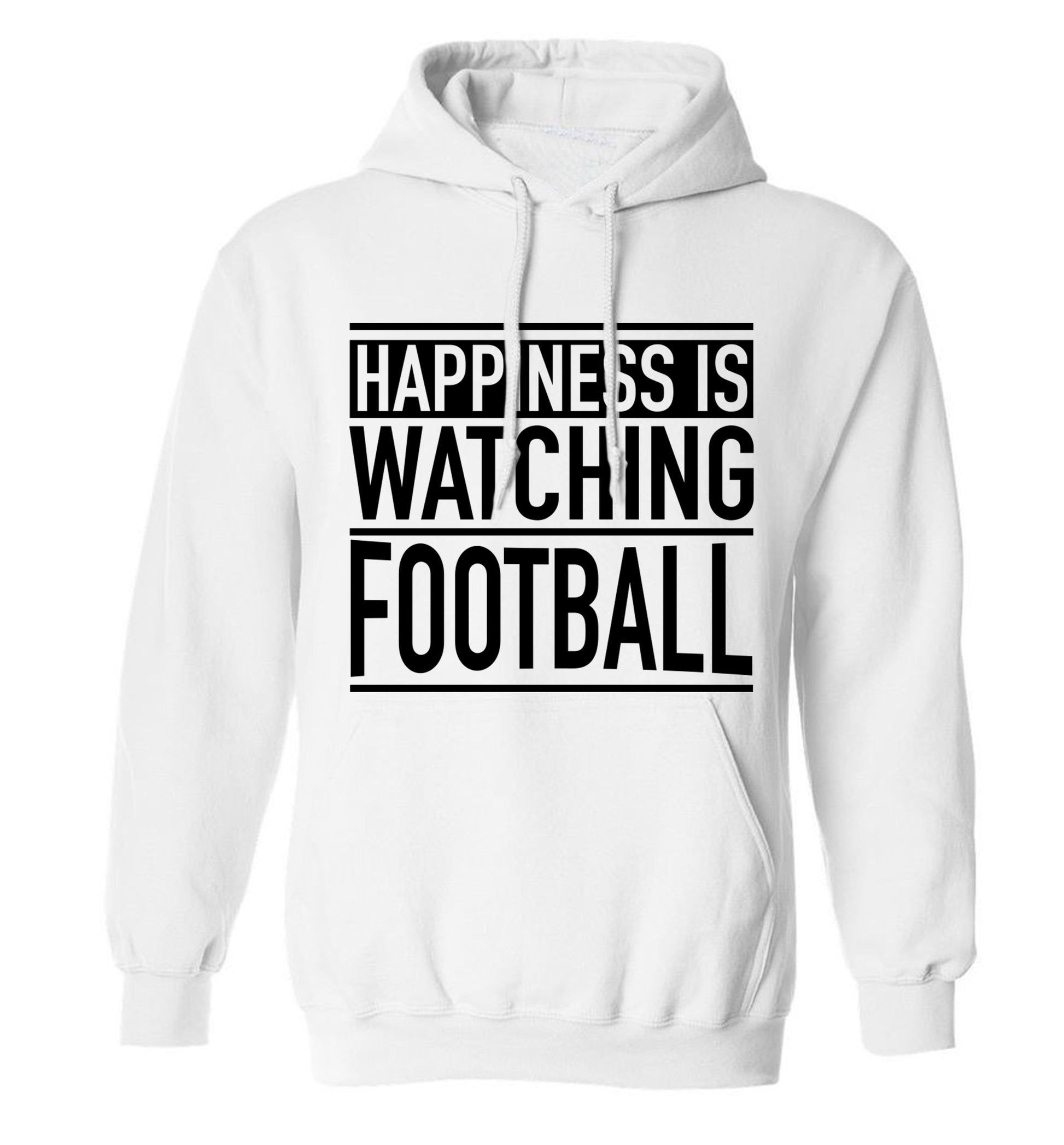 Happiness is watching football adults unisexwhite hoodie 2XL