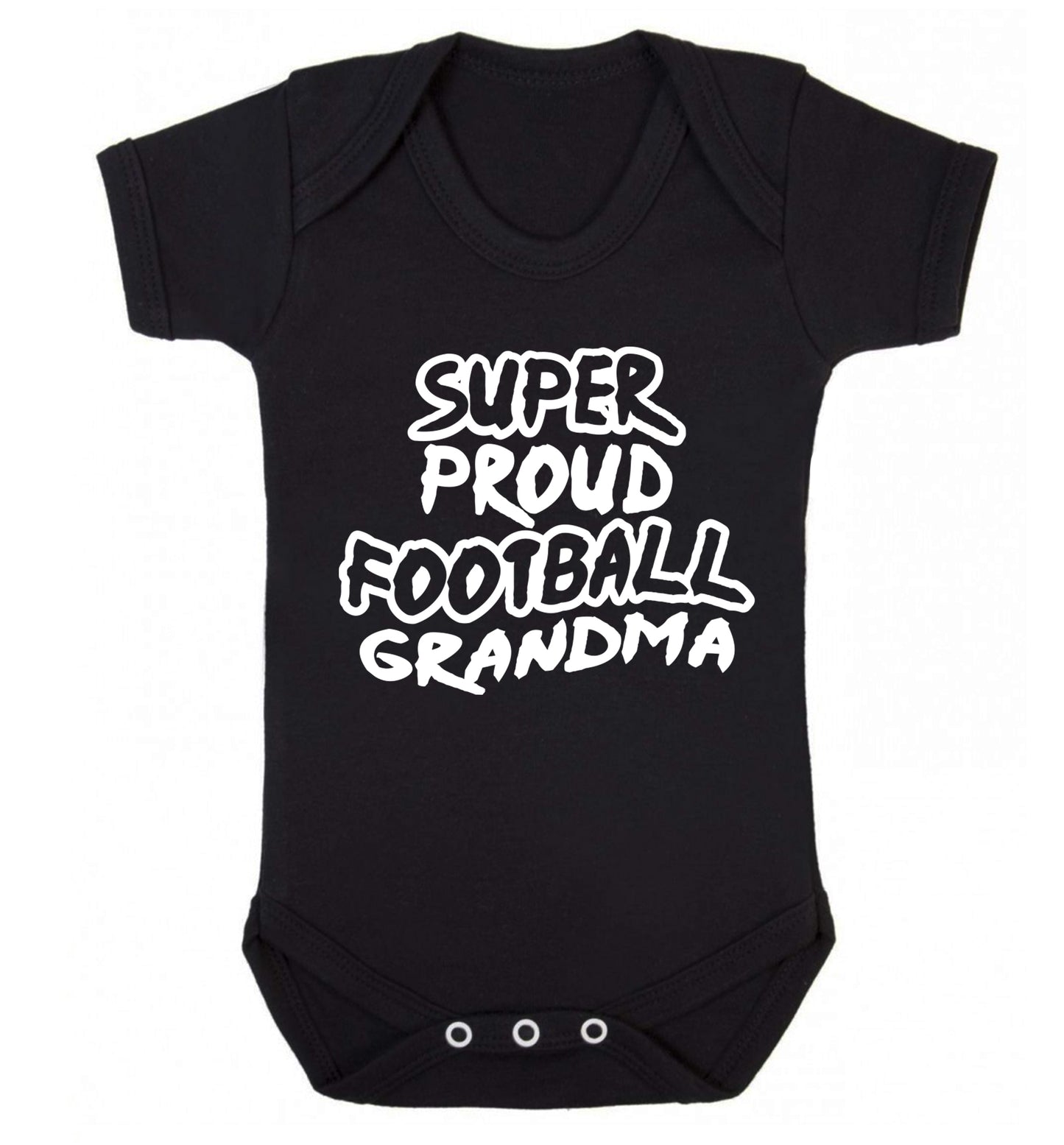 Super proud football grandma Baby Vest black 18-24 months