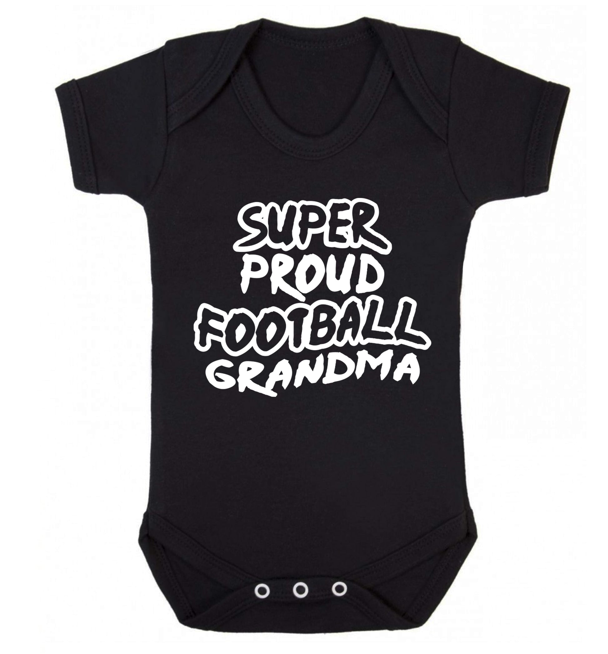 Super proud football grandma Baby Vest black 18-24 months