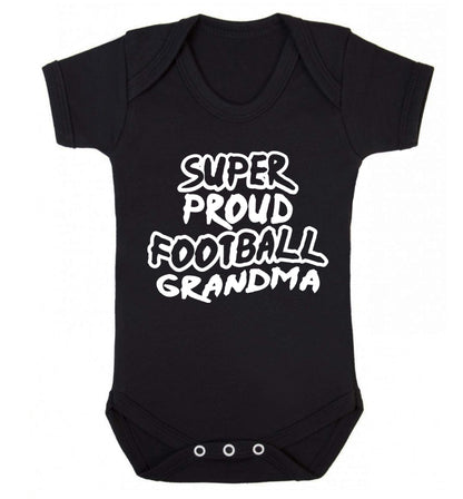 Super proud football grandma Baby Vest black 18-24 months