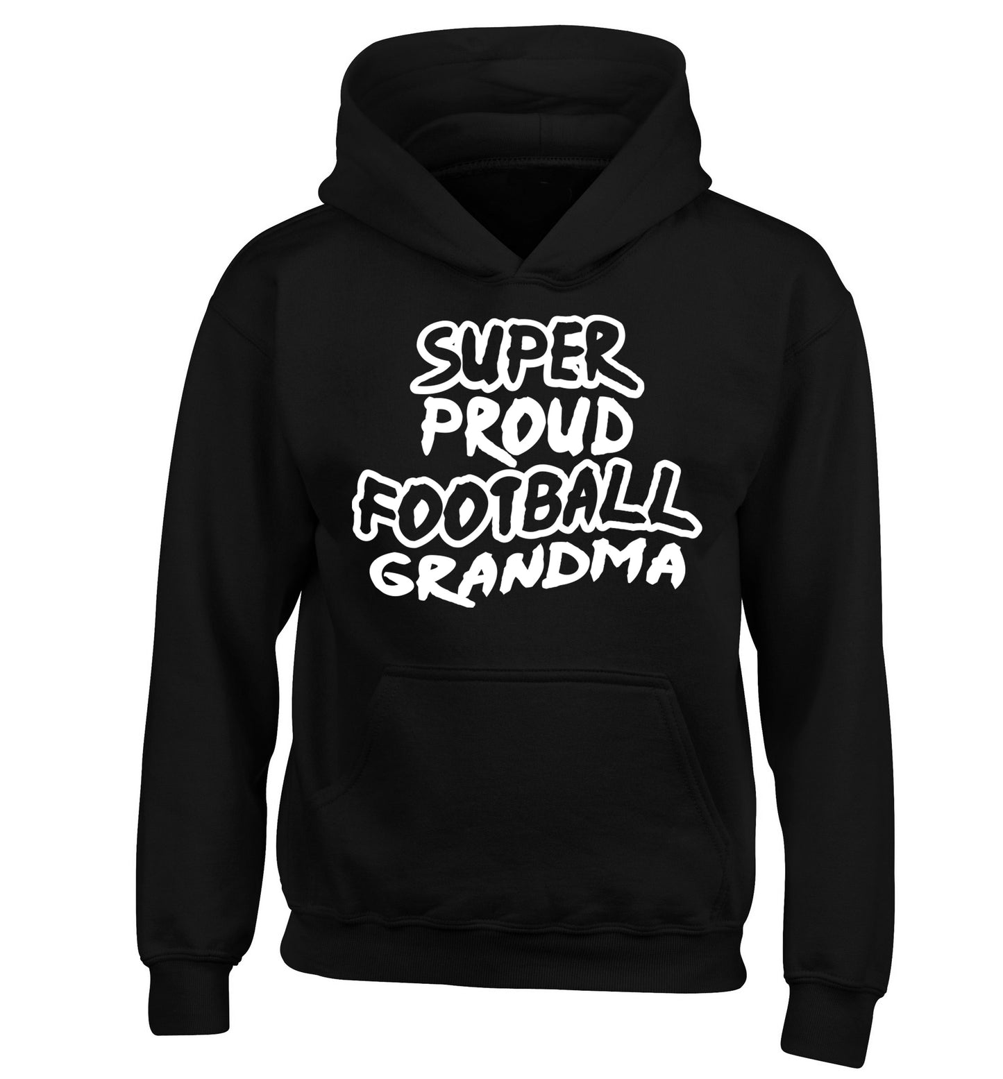 Super proud football grandma children's black hoodie 12-14 Years