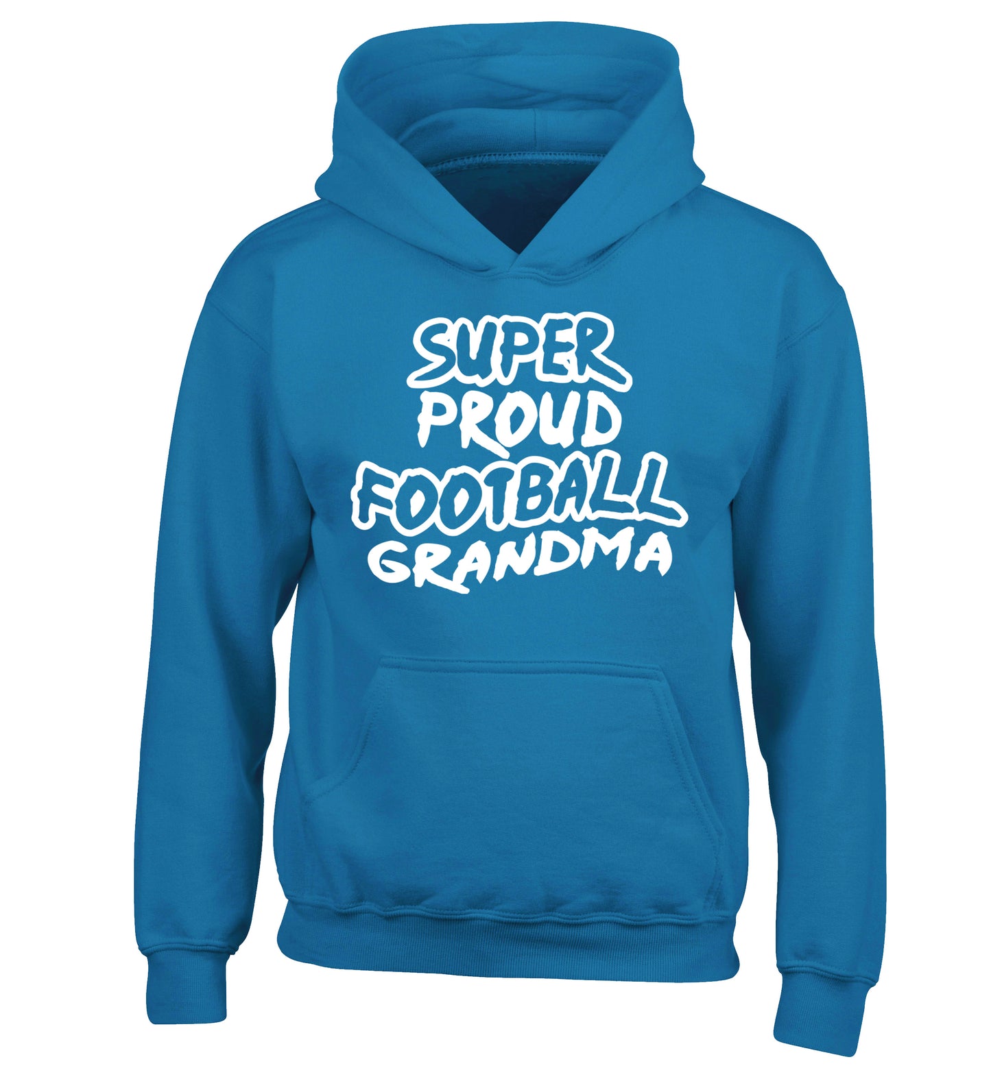 Super proud football grandma children's blue hoodie 12-14 Years