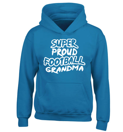 Super proud football grandma children's blue hoodie 12-14 Years