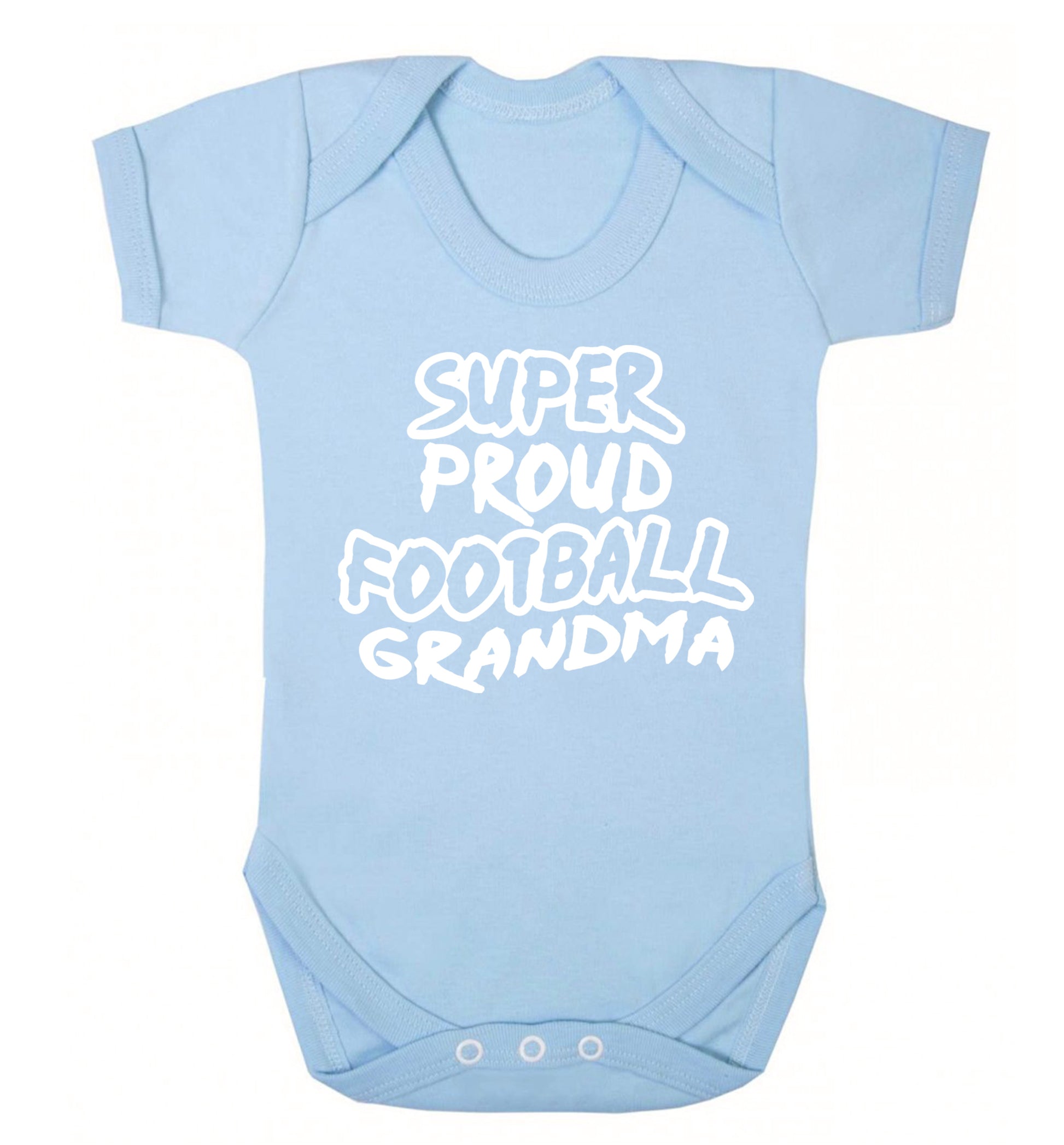 Super proud football grandma Baby Vest pale blue 18-24 months