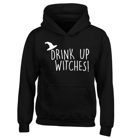 Drink up witches children's black hoodie 12-14 Years