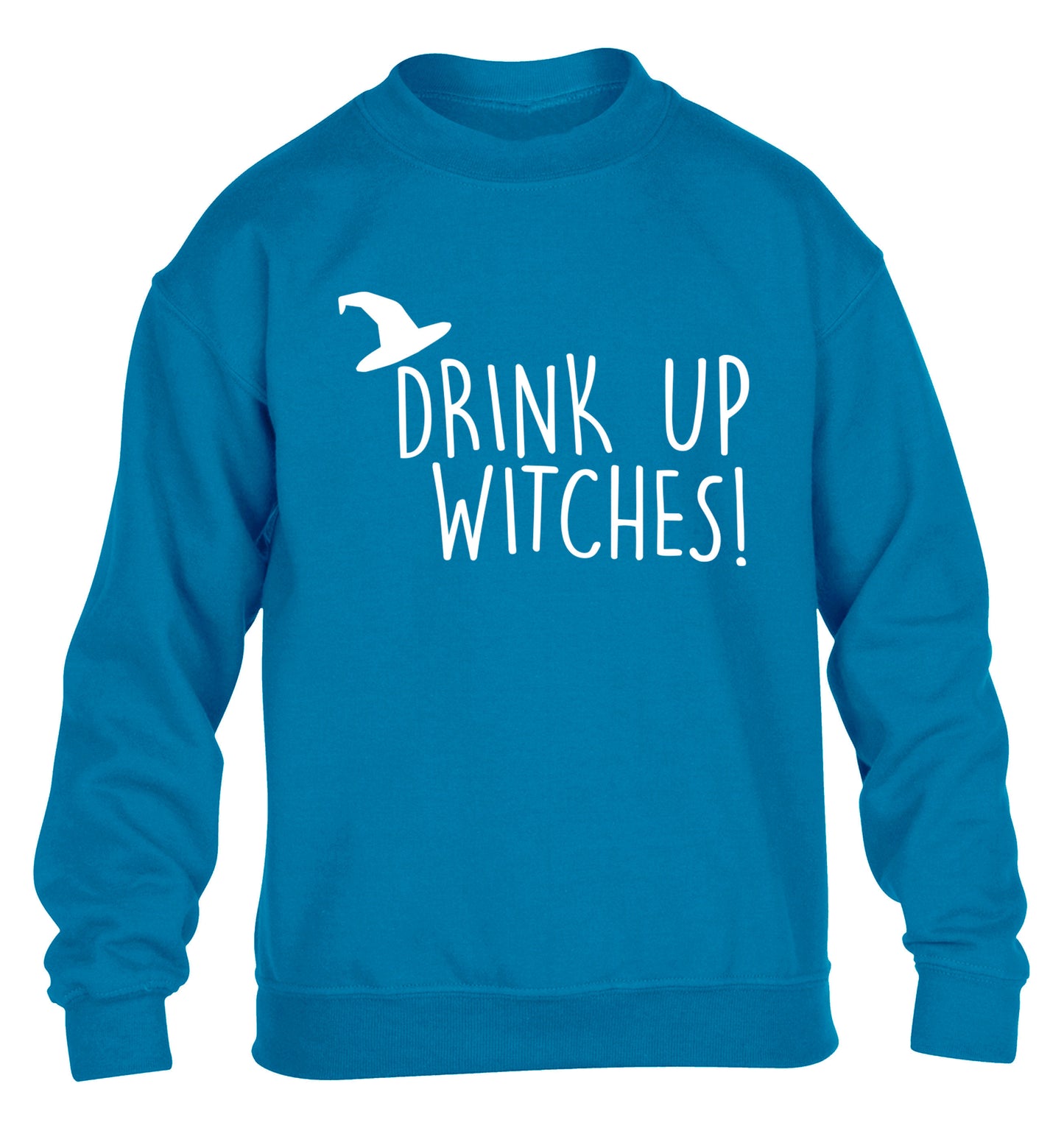 Drink up witches children's blue sweater 12-14 Years