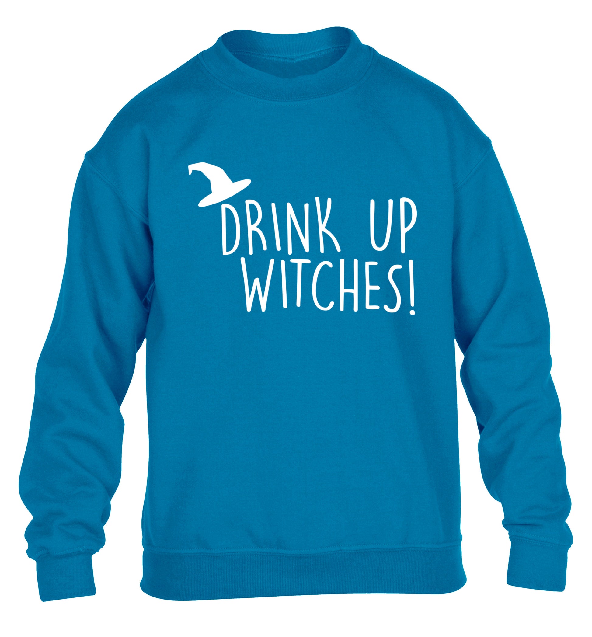 Drink up witches children's blue sweater 12-14 Years