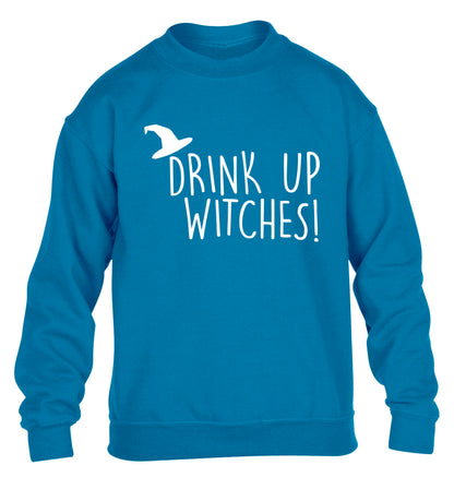 Drink up witches children's blue sweater 12-14 Years
