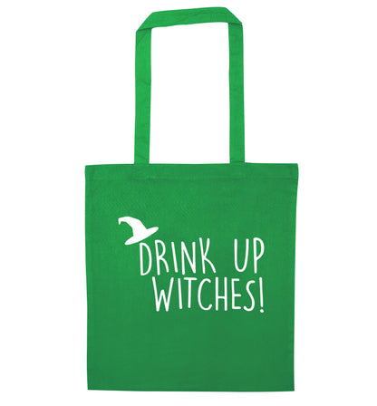 Drink up witches green tote bag