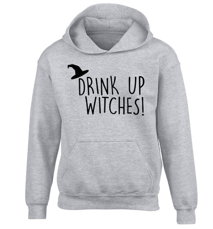 Drink up witches children's grey hoodie 12-14 Years