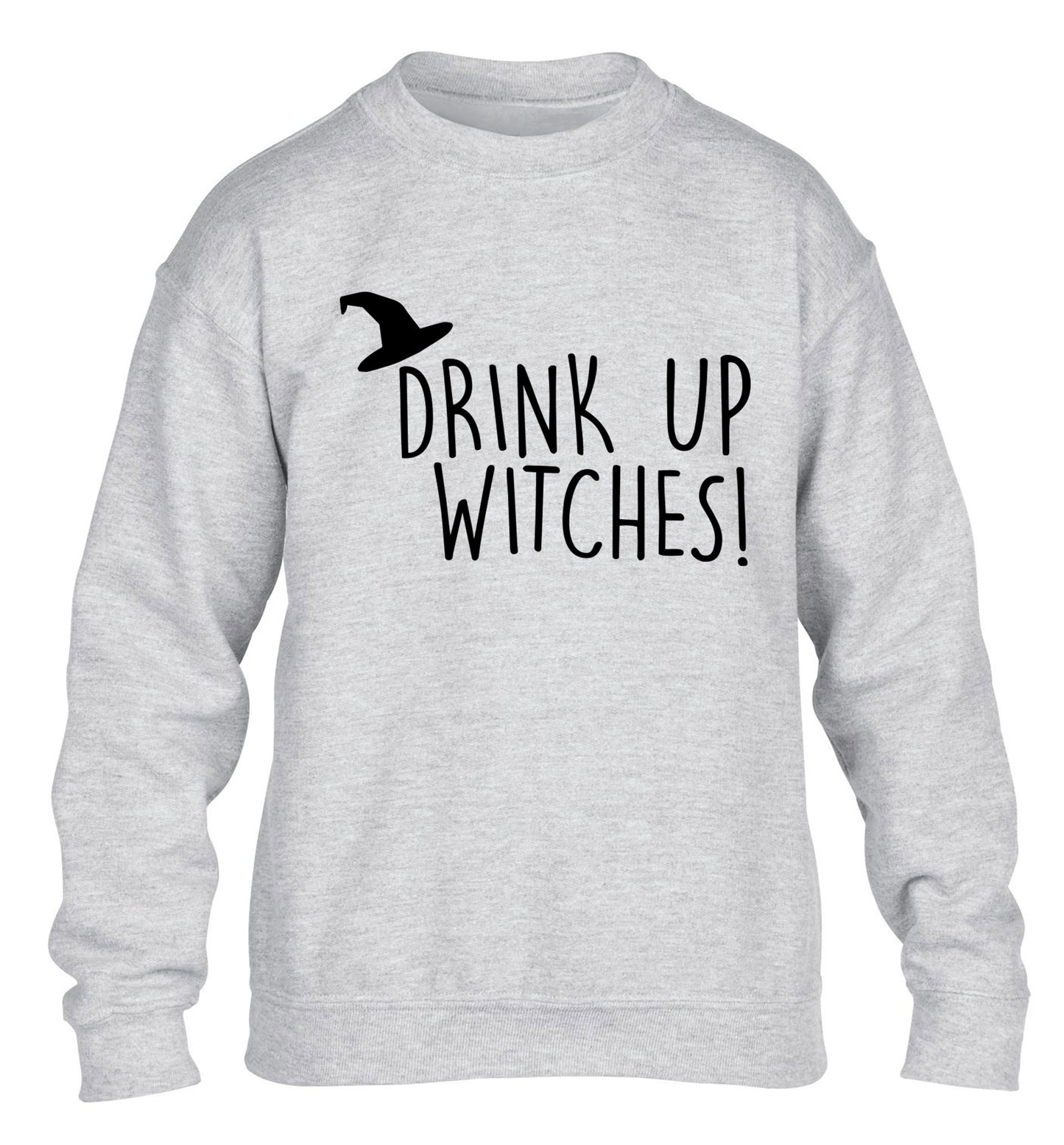 Drink up witches children's grey sweater 12-14 Years