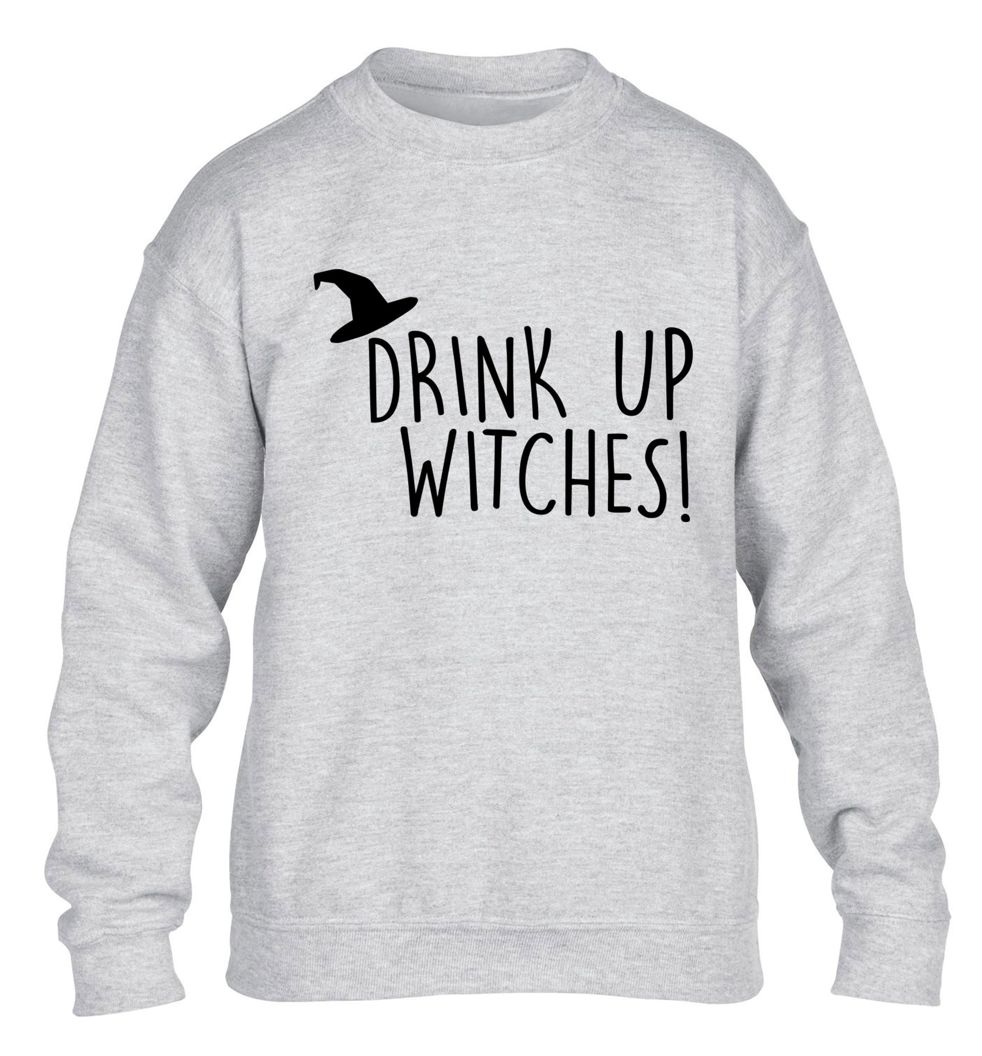 Drink up witches children's grey sweater 12-14 Years