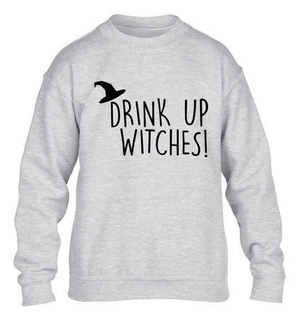 Drink up witches children's grey sweater 12-14 Years