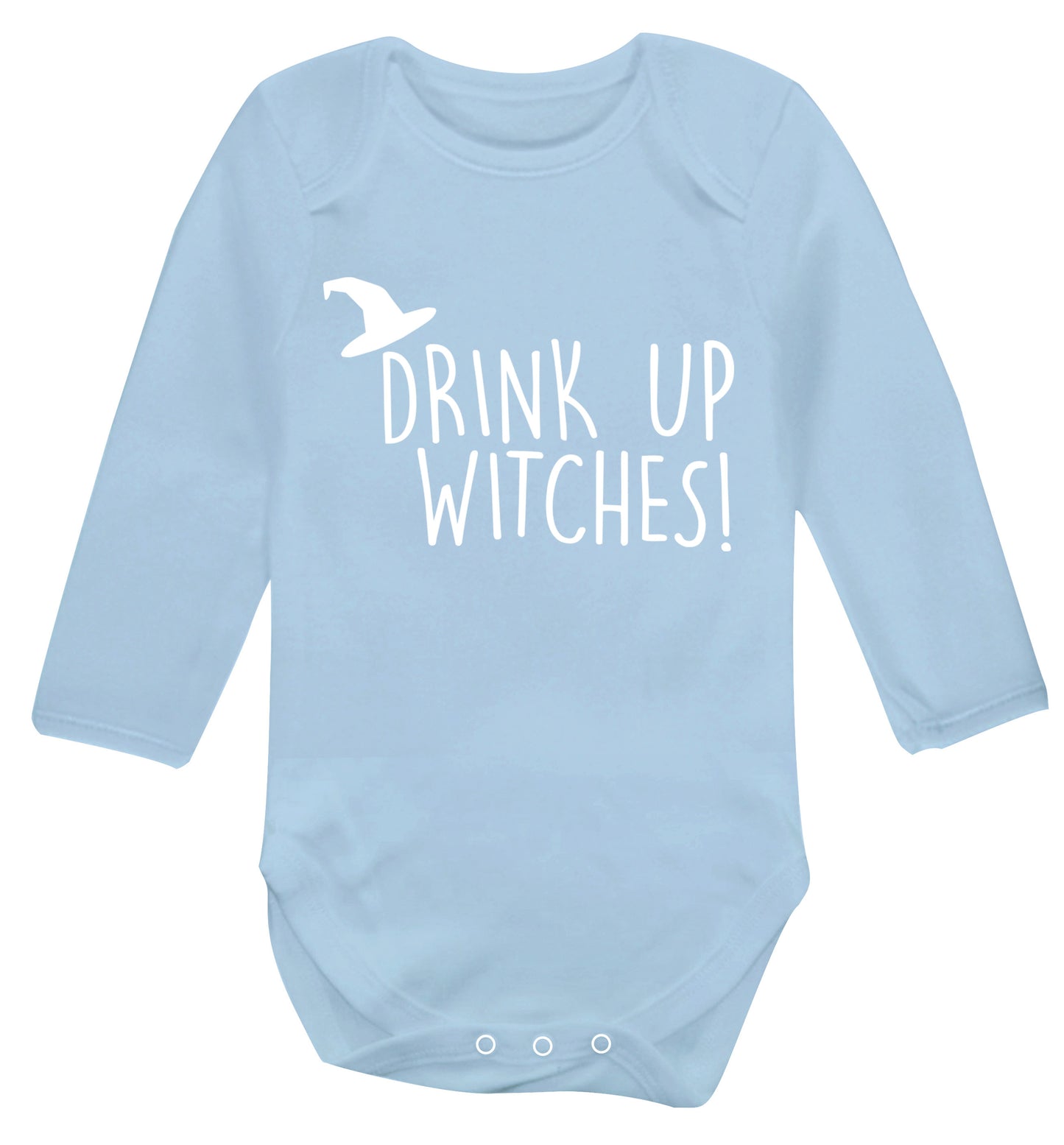 Drink up witches Baby Vest long sleeved pale blue 6-12 months