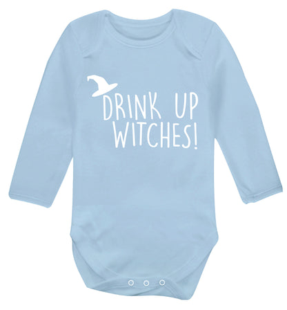 Drink up witches Baby Vest long sleeved pale blue 6-12 months