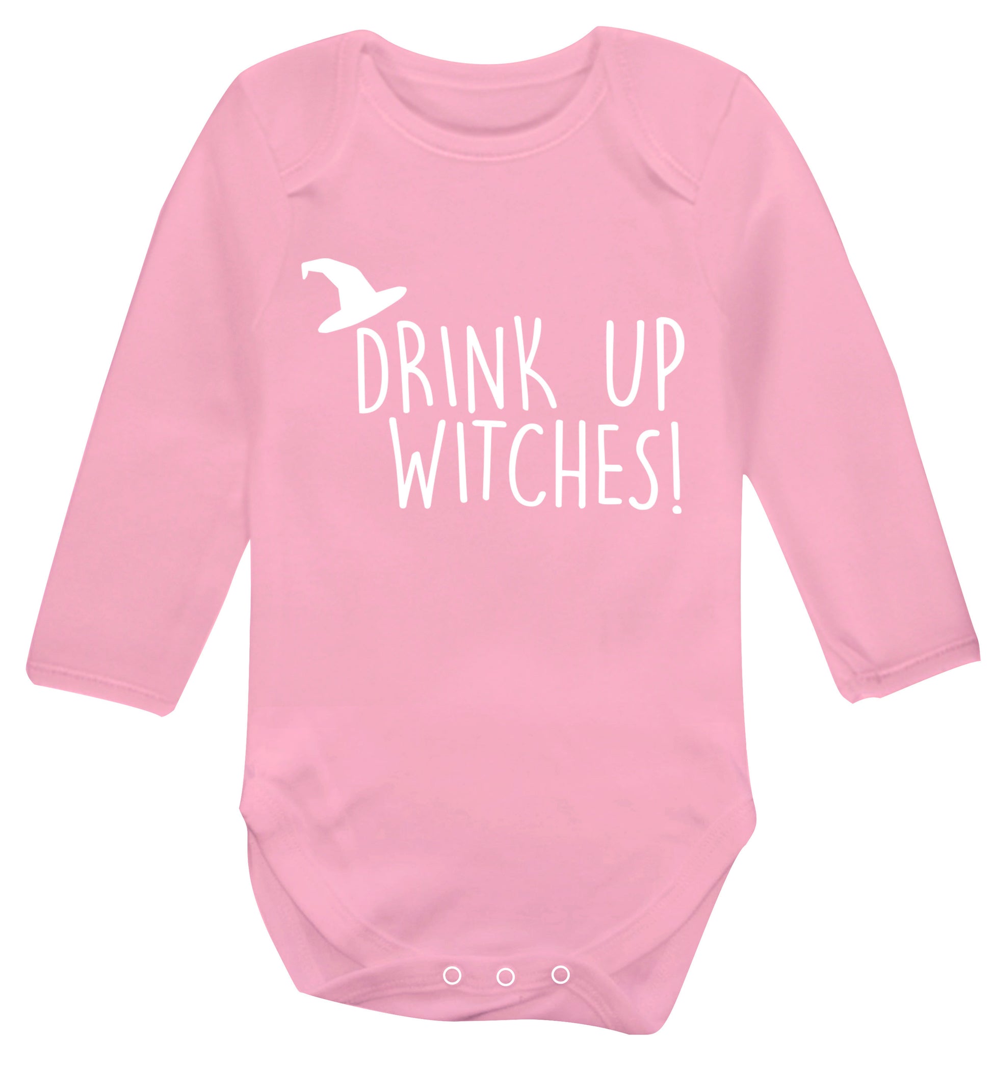 Drink up witches Baby Vest long sleeved pale pink 6-12 months