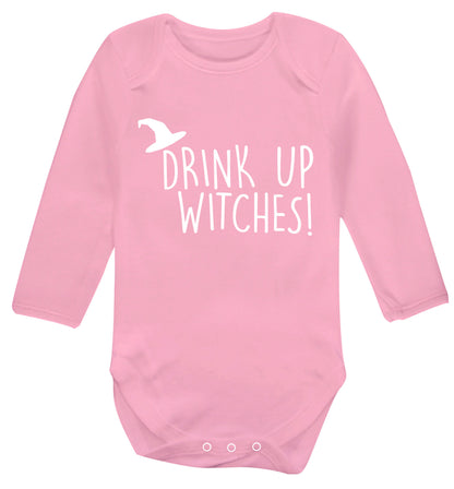 Drink up witches Baby Vest long sleeved pale pink 6-12 months