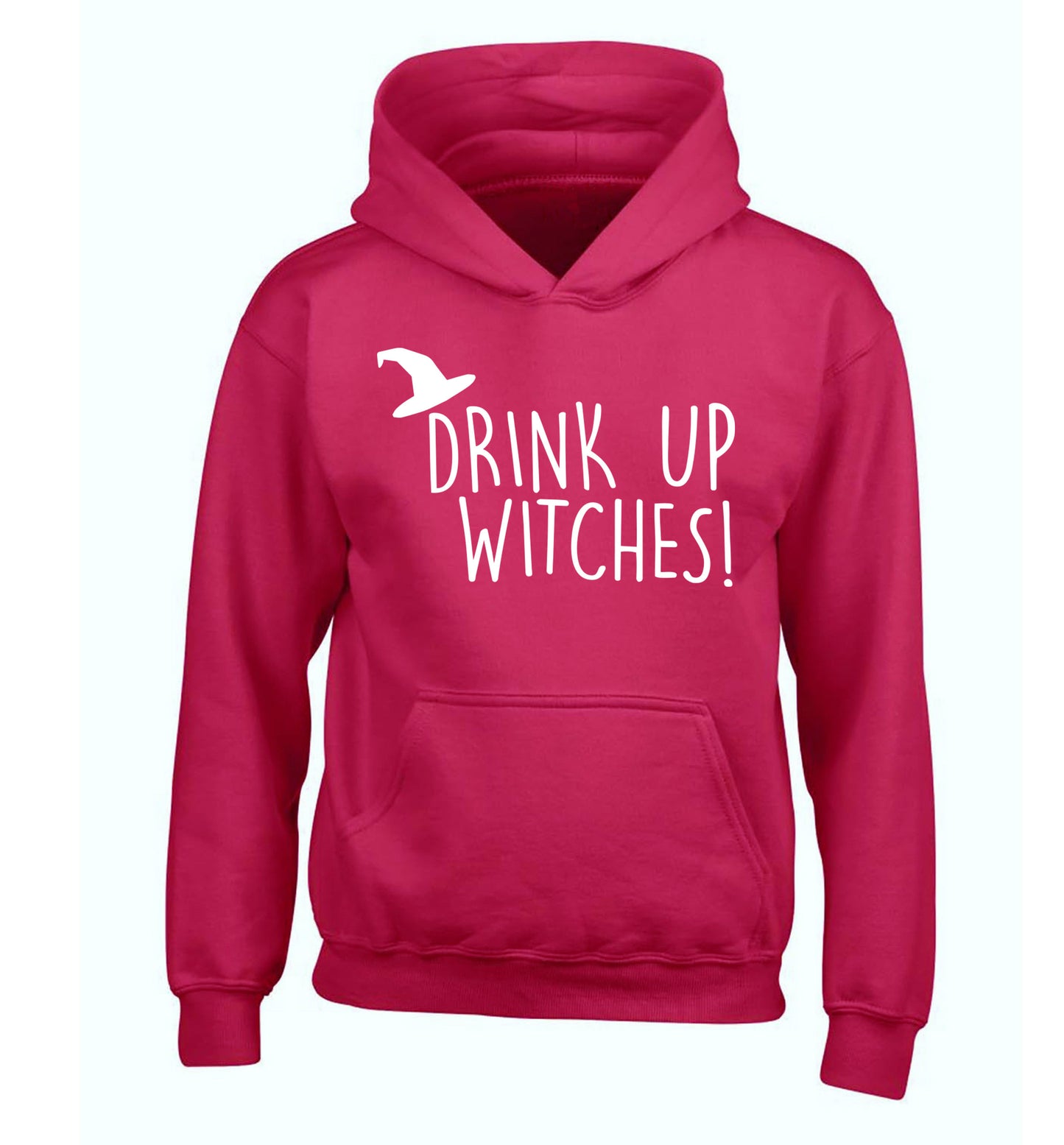 Drink up witches children's pink hoodie 12-14 Years