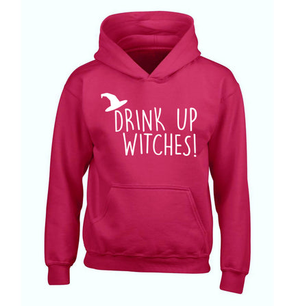 Drink up witches children's pink hoodie 12-14 Years