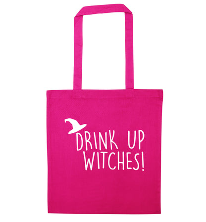Drink up witches pink tote bag