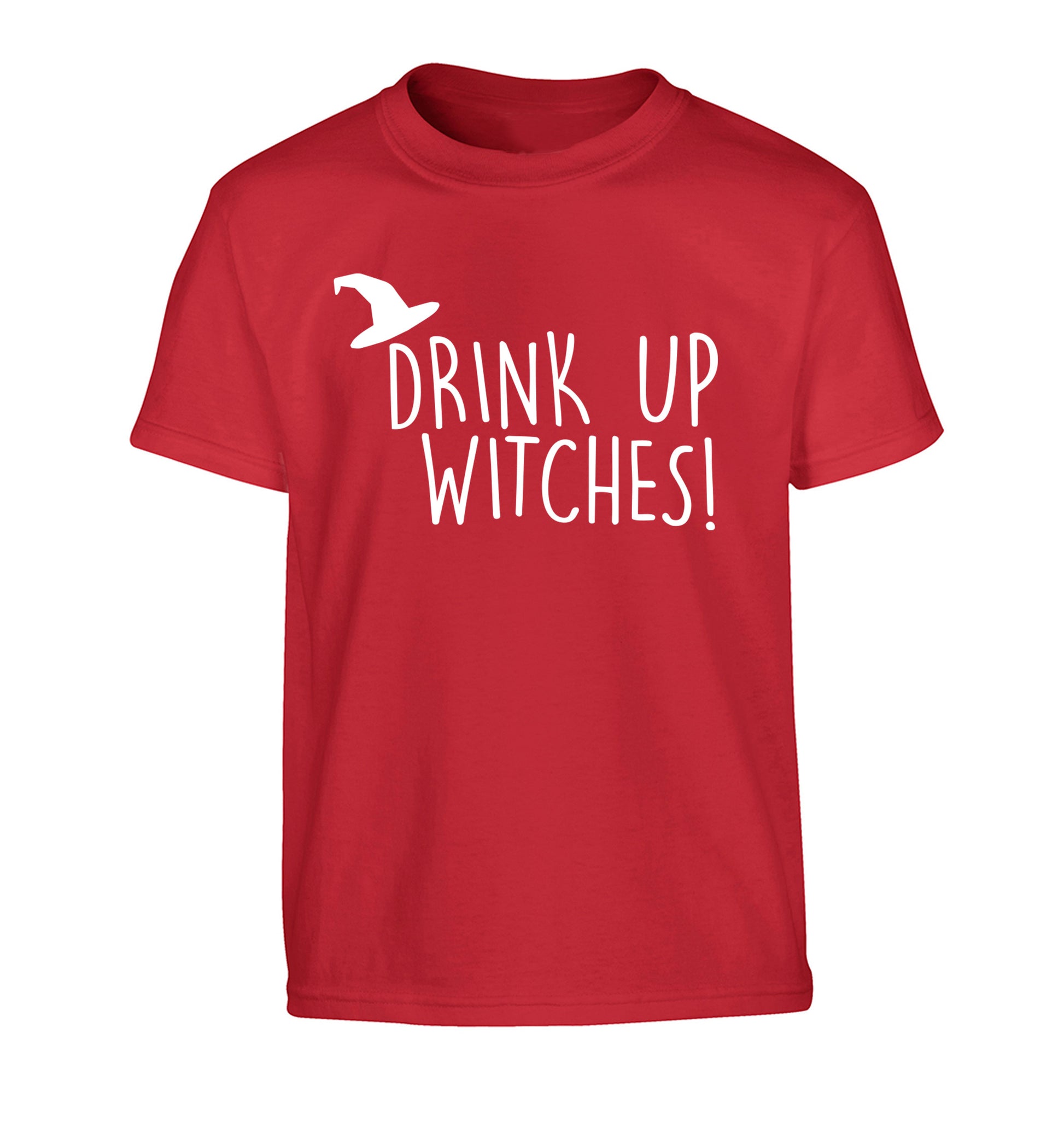 Drink up witches Children's red Tshirt 12-14 Years