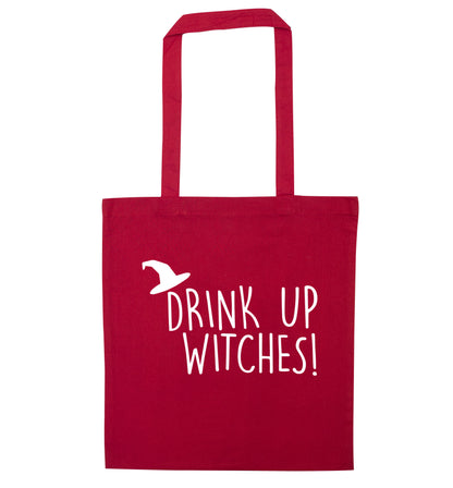 Drink up witches red tote bag