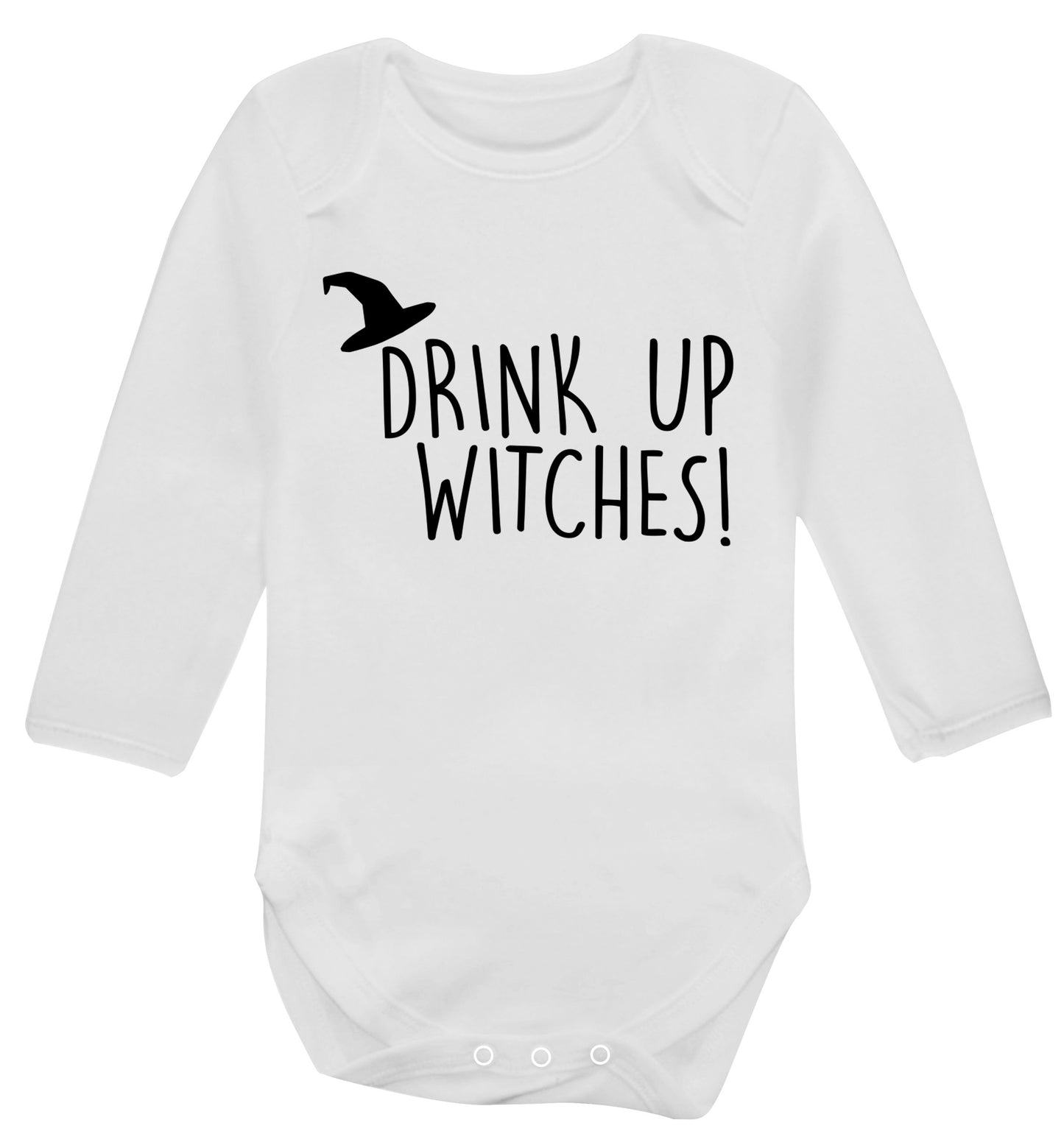 Drink up witches Baby Vest long sleeved white 6-12 months