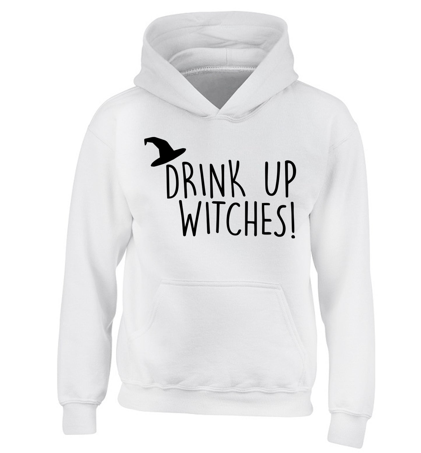 Drink up witches children's white hoodie 12-14 Years