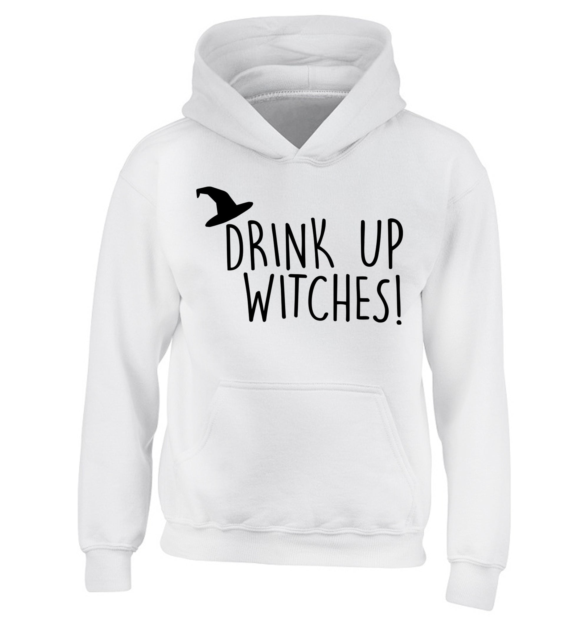 Drink up witches children's white hoodie 12-14 Years