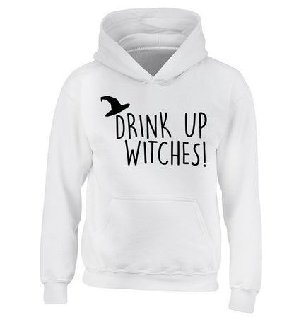 Drink up witches children's white hoodie 12-14 Years