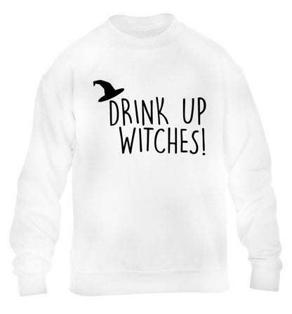 Drink up witches children's white sweater 12-14 Years