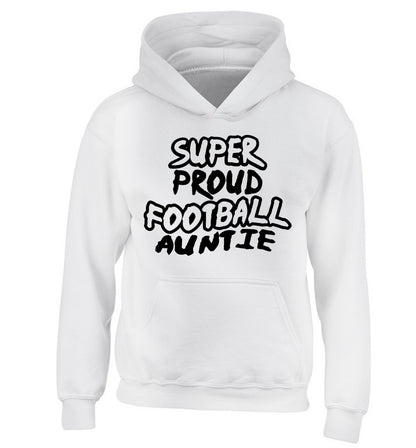 Super proud football auntie children's white hoodie 12-14 Years