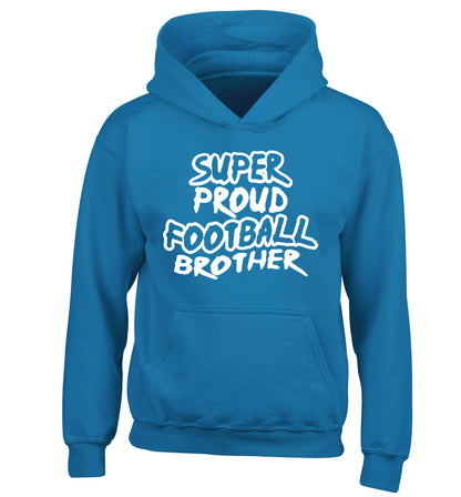 Super proud football brother children's blue hoodie 12-14 Years