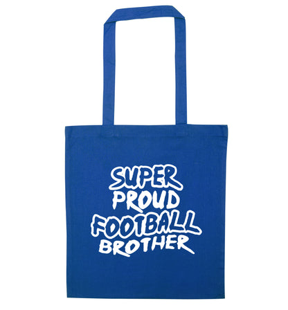 Super proud football brother blue tote bag