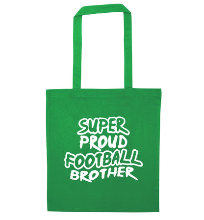 Super proud football brother green tote bag