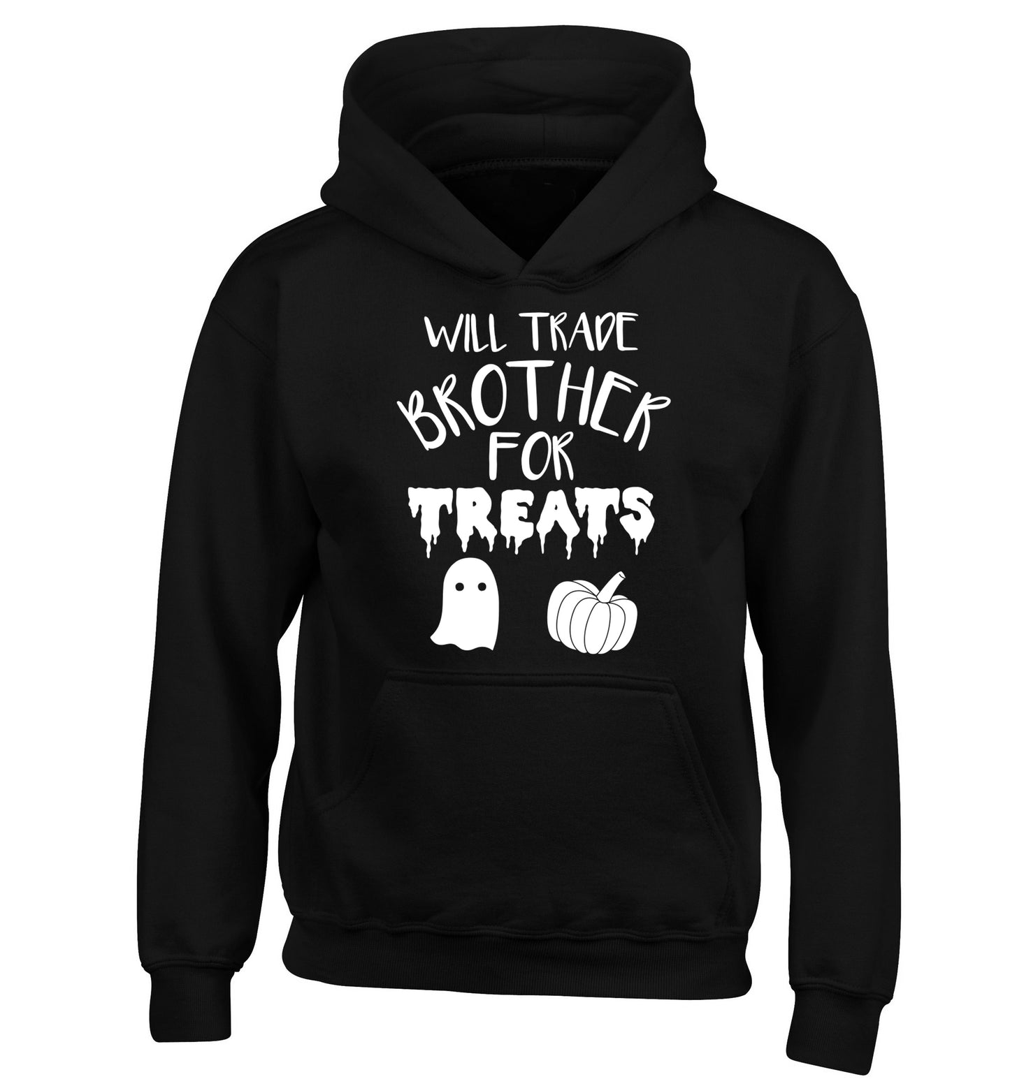 Will trade brother for sweets children's black hoodie 12-14 Years