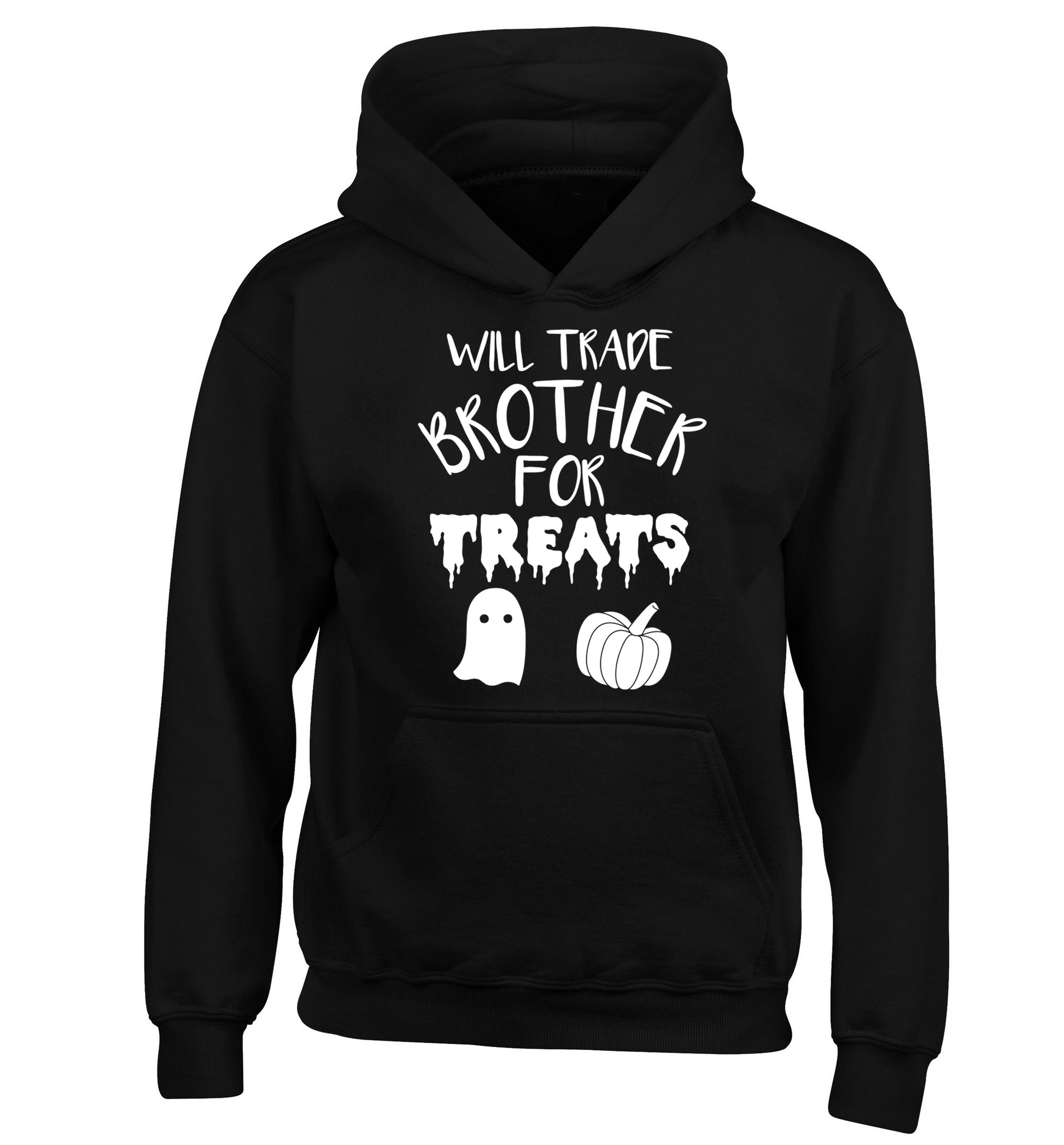 Will trade brother for sweets children's black hoodie 12-14 Years