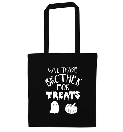 Will trade brother for sweets black tote bag