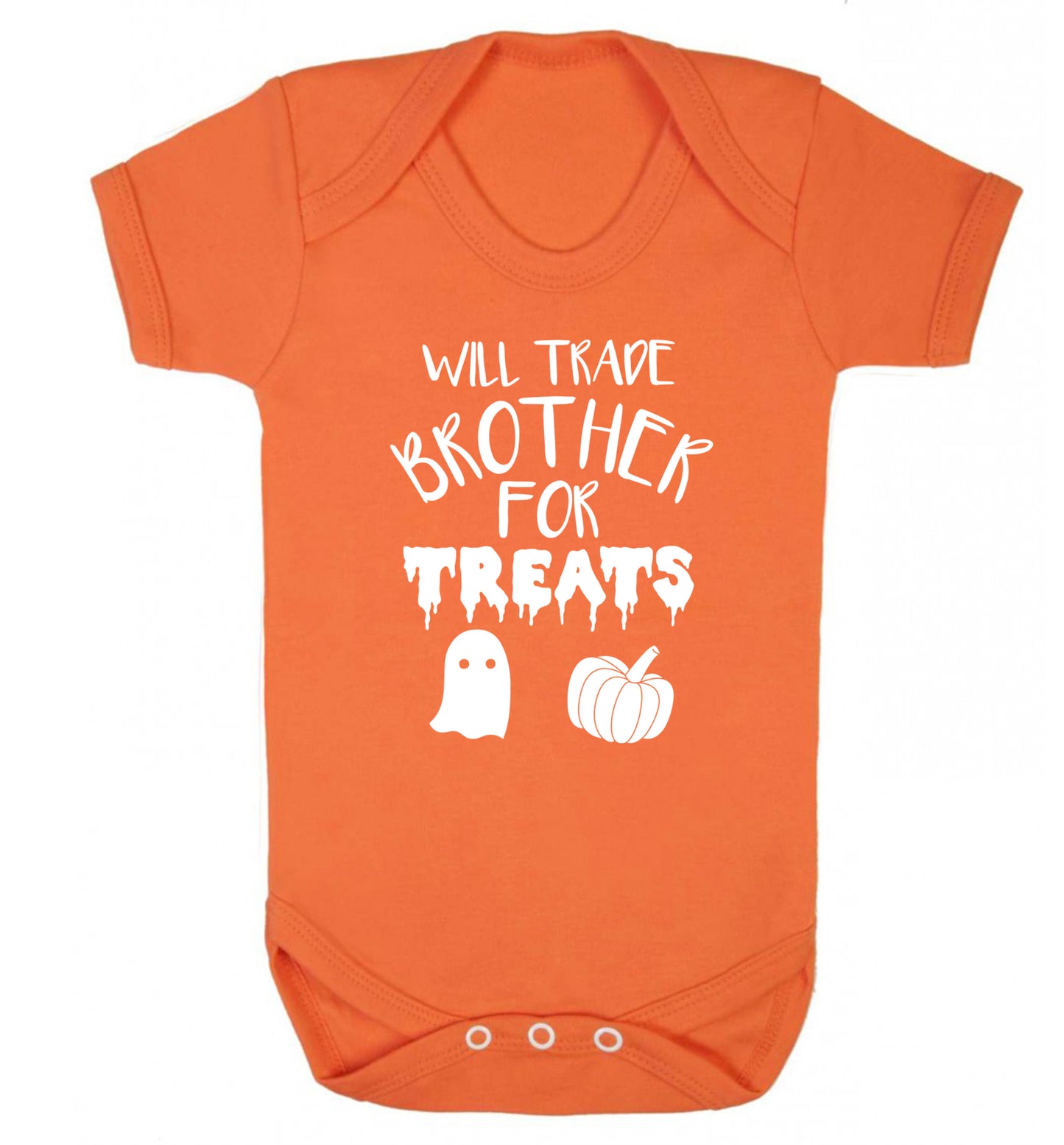 Will trade brother for sweets Baby Vest orange 18-24 months