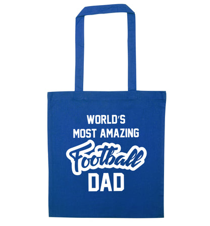 Worlds most amazing football dad blue tote bag