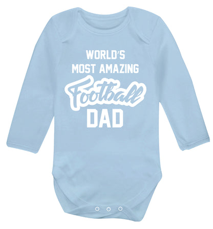 Worlds most amazing football dad Baby Vest long sleeved pale blue 6-12 months