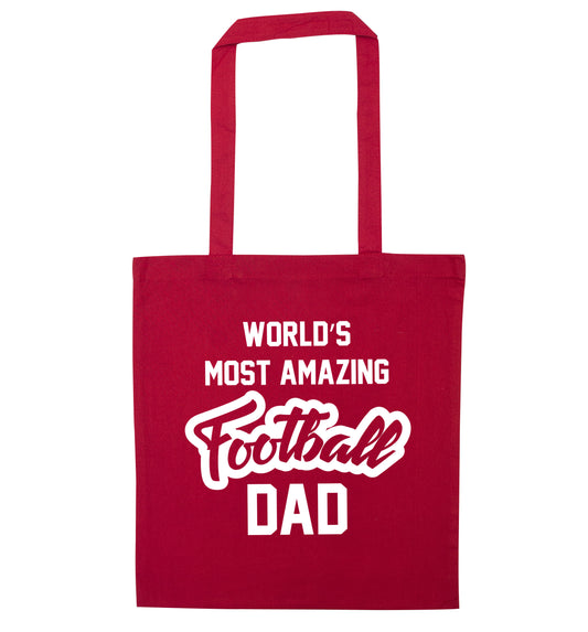 Worlds most amazing football dad red tote bag