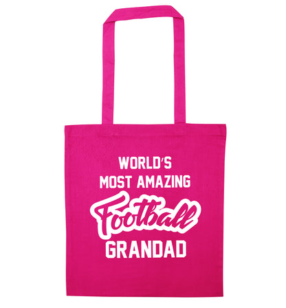 Worlds most amazing football grandad pink tote bag
