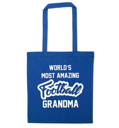 Worlds most amazing football grandma blue tote bag