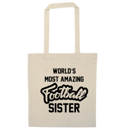 Worlds most amazing football sister natural tote bag