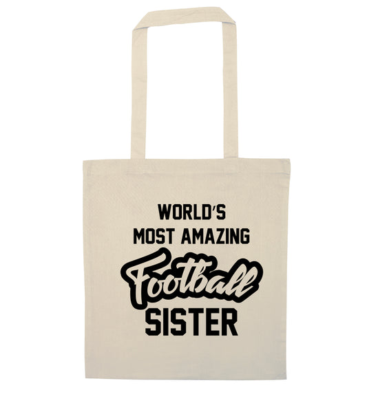 Worlds most amazing football sister natural tote bag