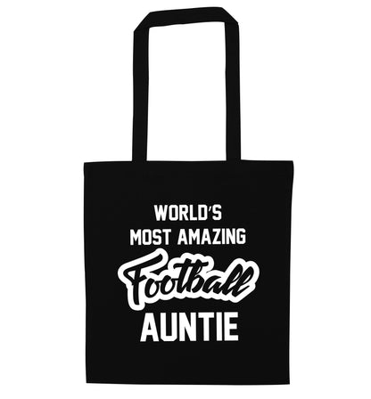 Worlds most amazing football auntie black tote bag