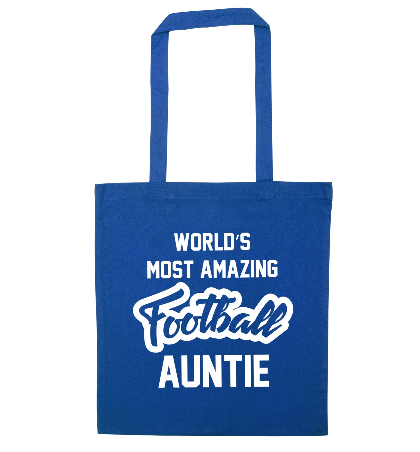 Worlds most amazing football auntie blue tote bag
